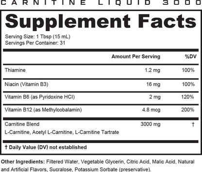 Liquid L-Carnitine 3000: Metabolism & Energy Support